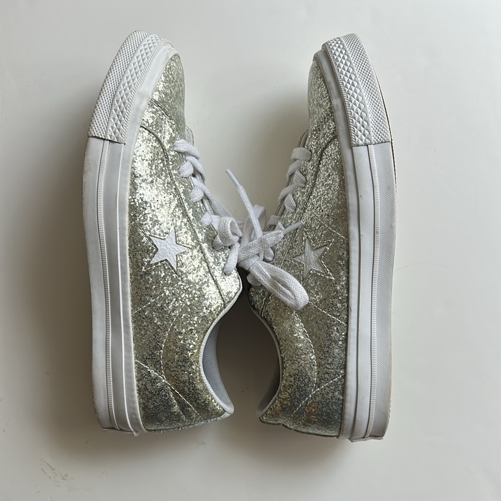 Converse Silver Glitter Custom All Star size 8 - Picture 5 of 11